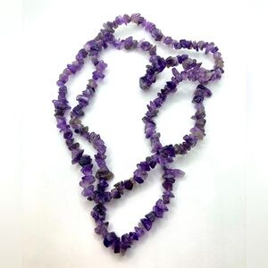 AMETHYST Chunk Beaded Long Endless Necklace No Clasp Approx 32”